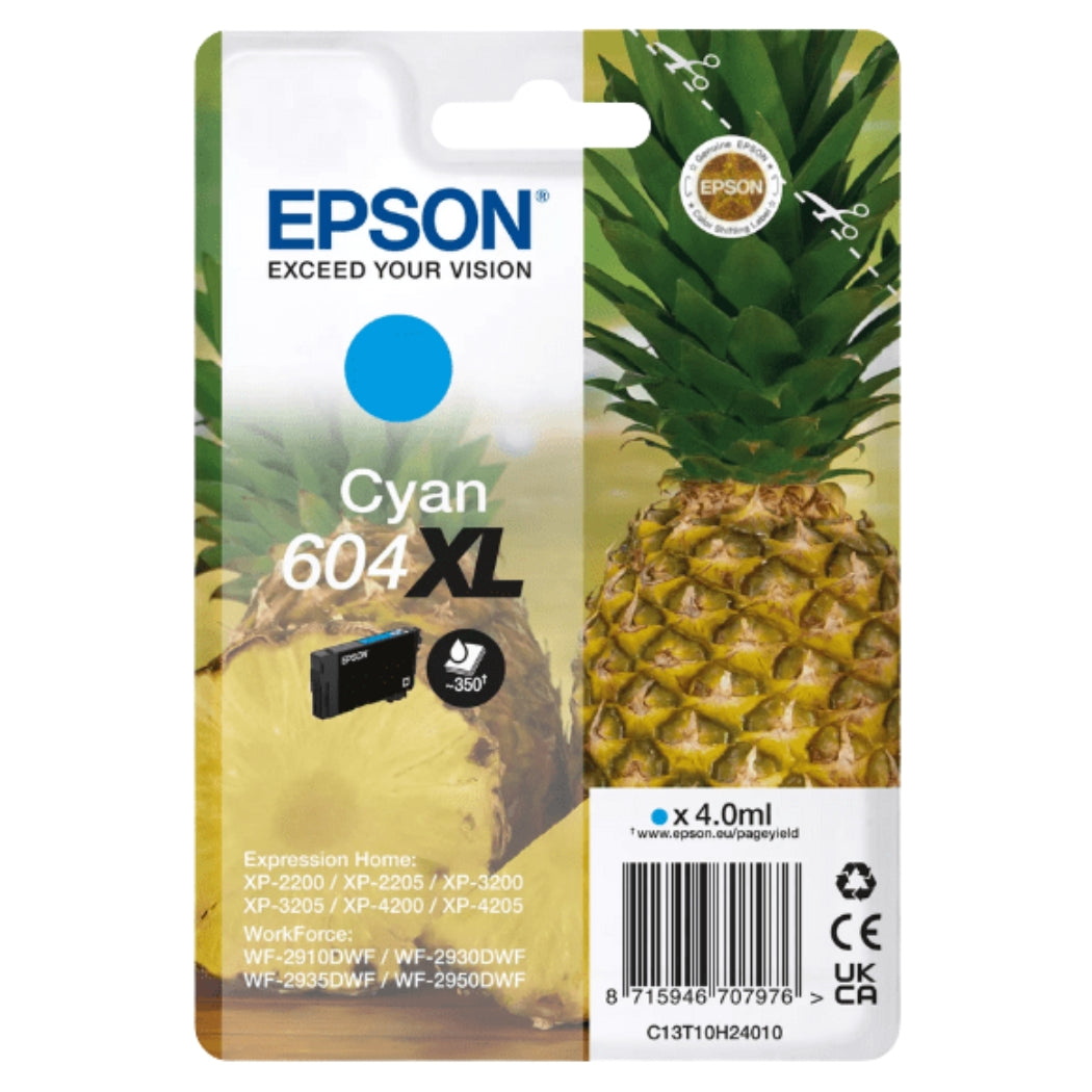 New, Pre-Owned - Epson 604XL High Yield Cyan Ink Cartridge, C13T10H24010