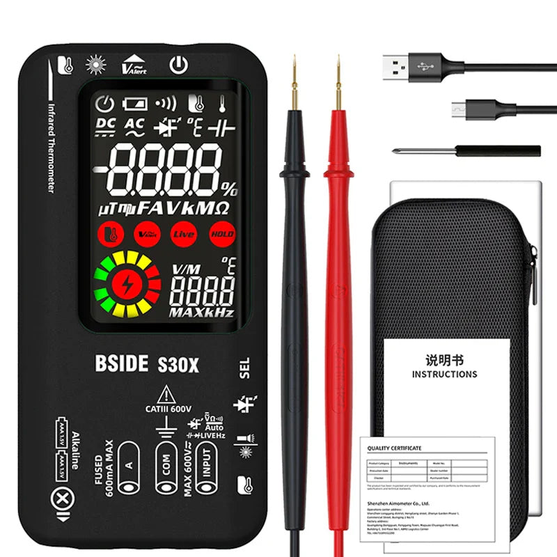 BSIDE S30X Auto Range Multimeter with Diode & Temp Test