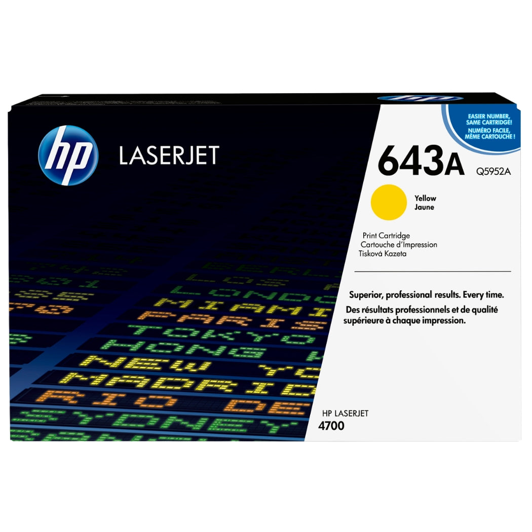 New, Pre-Owned - HP 643A High Yield Yellow LaserJet Toner Cartridge, Q5952A