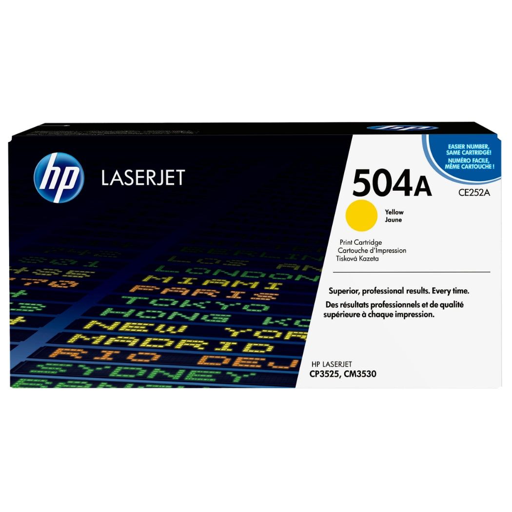 New, Pre-Owned - HP 504A Standard Yield Yellow LaserJet Toner Cartridge, CE252A