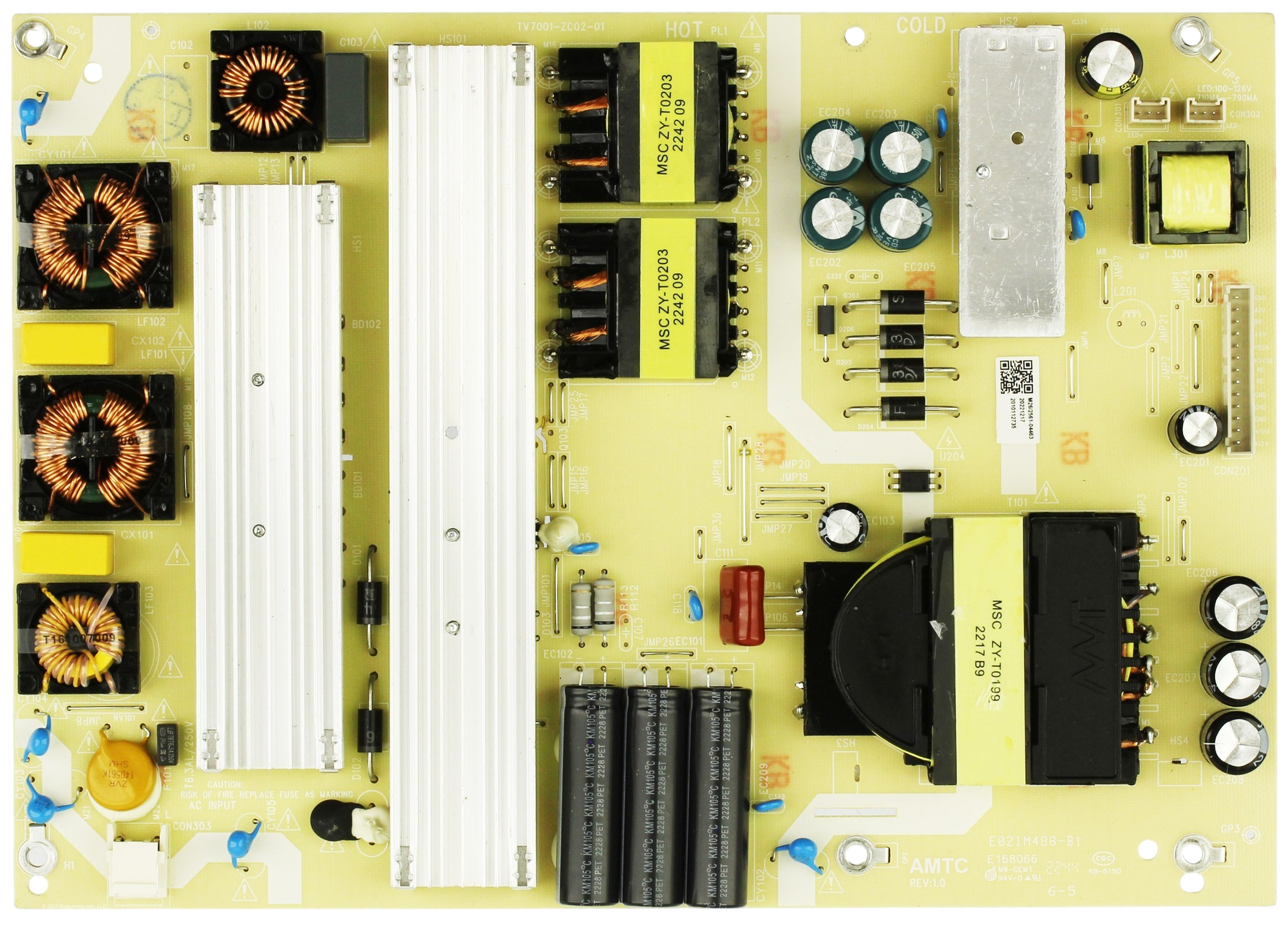 514C7001M26 Roku Onn Power Supply, 2010112734, 20221208, TV7001-ZC02-01, 65R4A5X, 65R4AX, 65R4A4R, 65R4A5R, 65R6AX