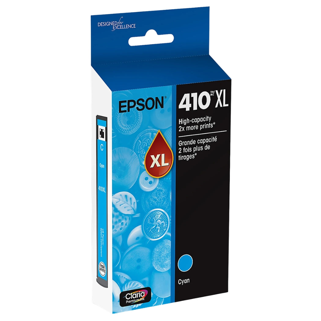 New, Pre-Owned - Epson 410XL Claria Premium High-Yield Cyan Ink Cartridge, T410XL220-S