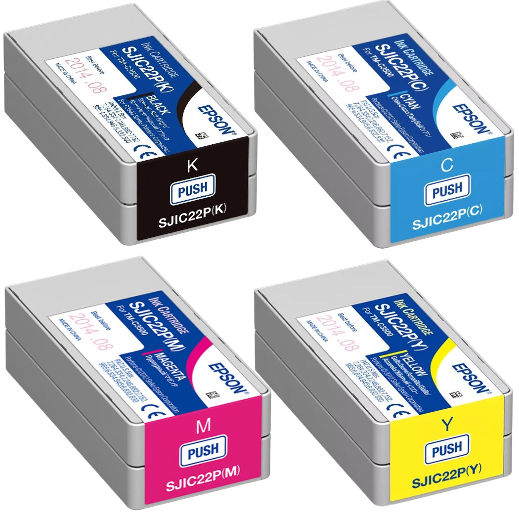 New, Pre-Owned - Epson SJIC22P (C33S02060) New, Pre-Owned - Black & Color Ink Cartridge-4 Pack