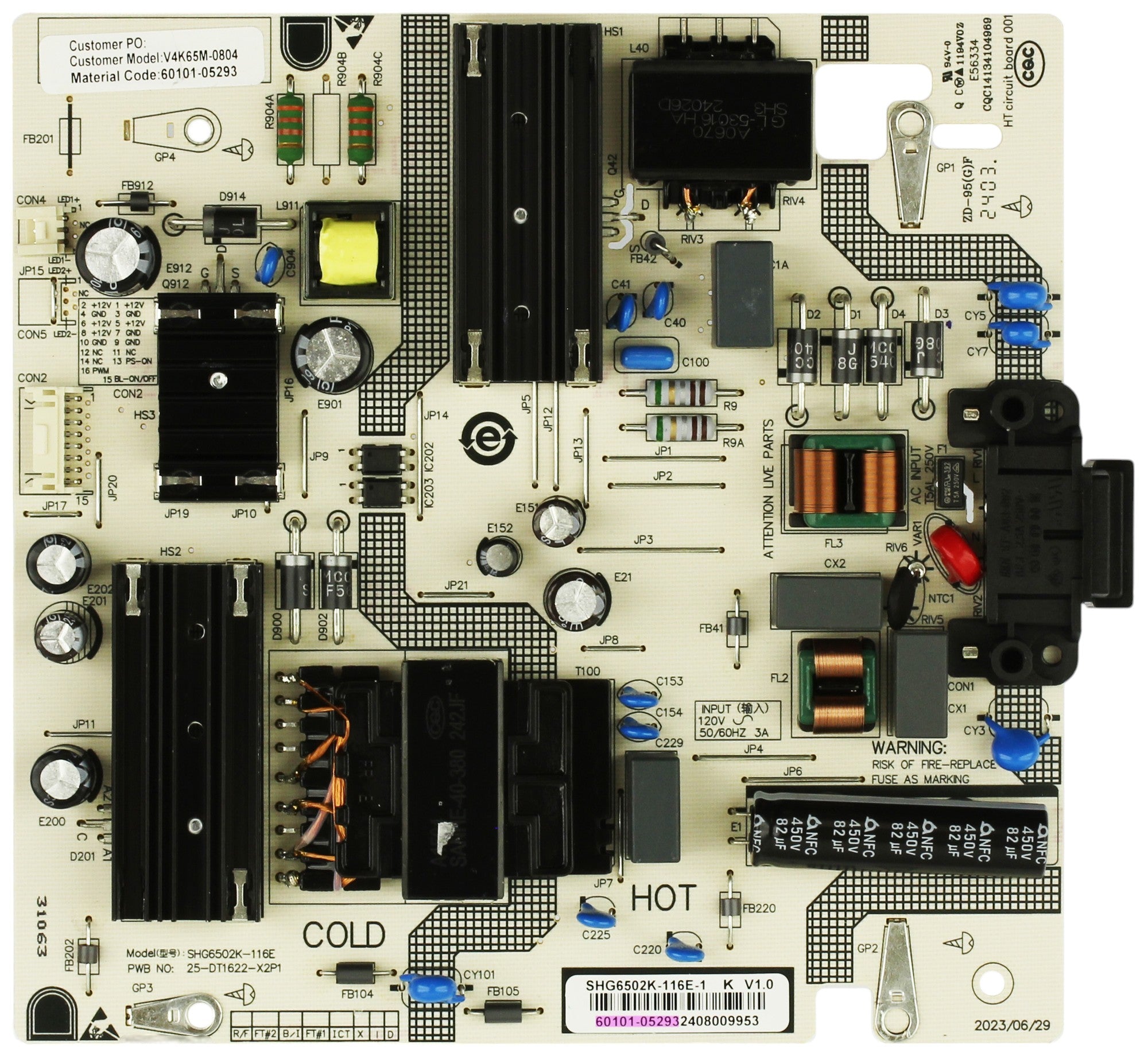 60101-05293 Vizio Power Supply for V4K65M-0804