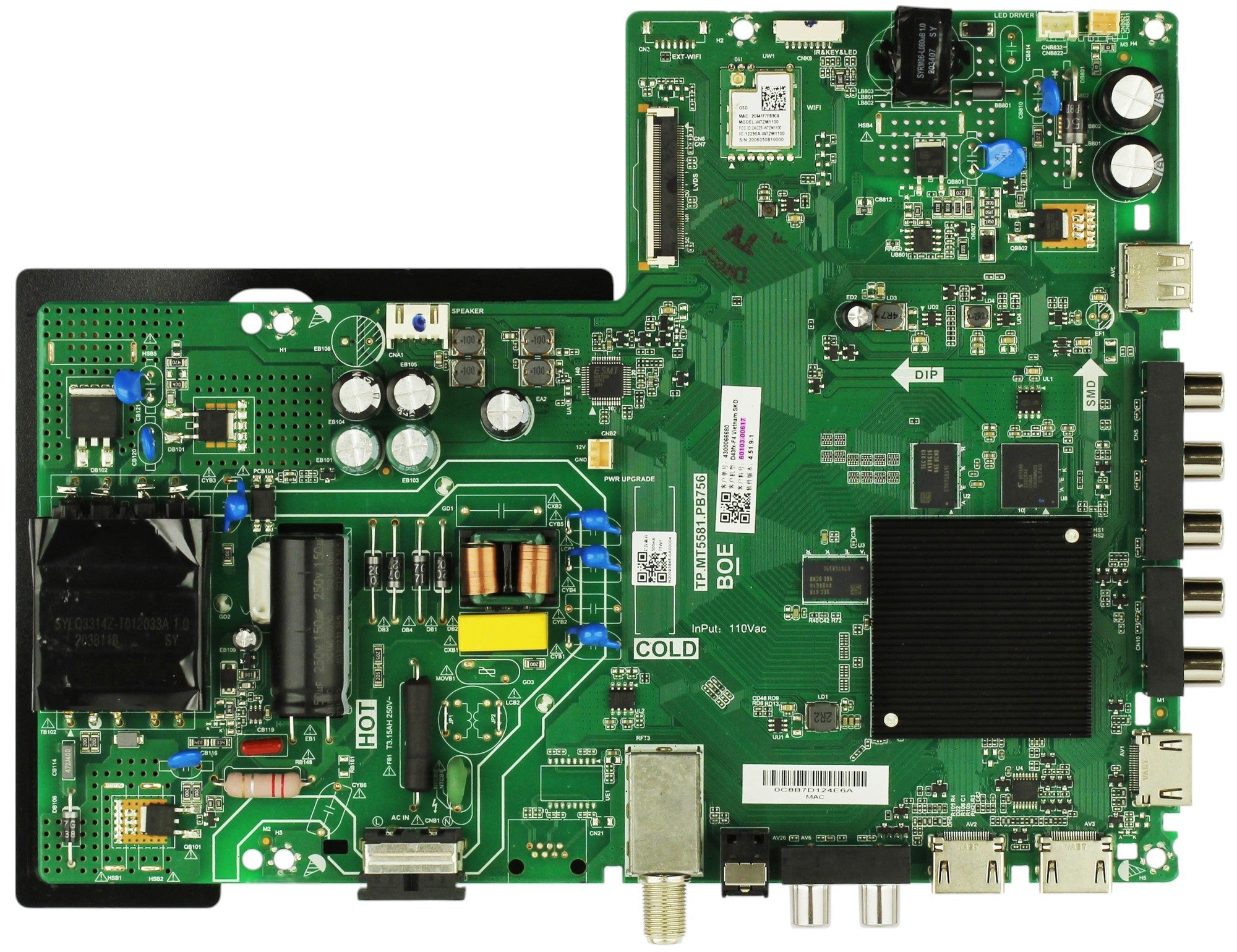 Vizio 60103-00617 Main Board/Power Supply for D43FX-F4 (LBVFVNXW) Serial)