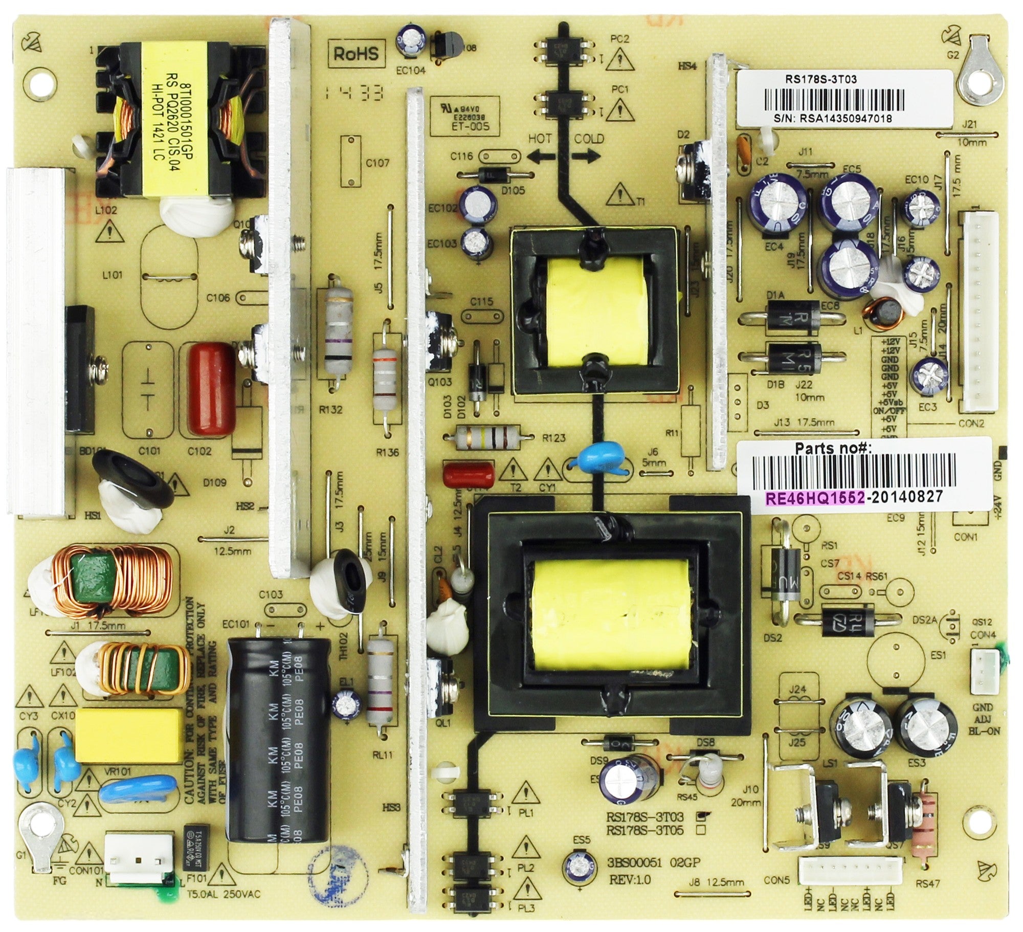 RCA RE46HQ1552 (3BS00051 02GP) Power Supply for LED60B55R120Q LED58G45RQ