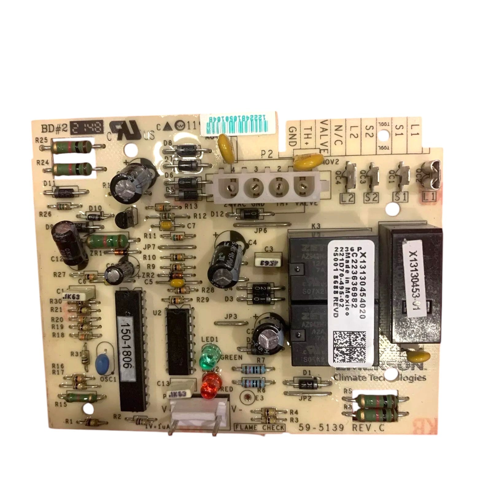 TRANE EMERSON X13130454020 Control Circuit Board 21D70-495-02 59-5139 (REFURBED)