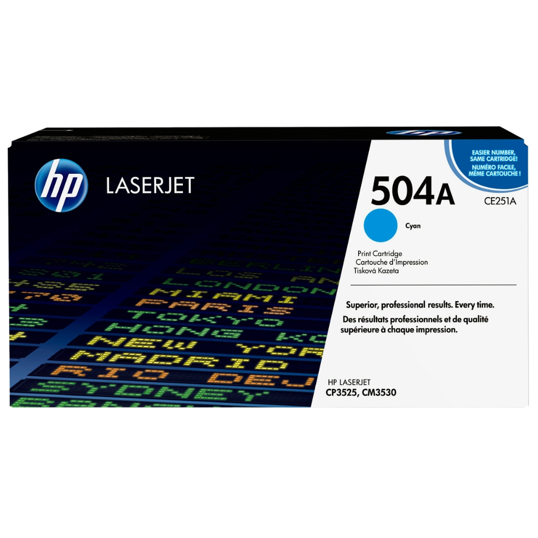 New, Pre-Owned - HP 504A Standard Yield Cyan LaserJet Toner Cartridge, CE251A