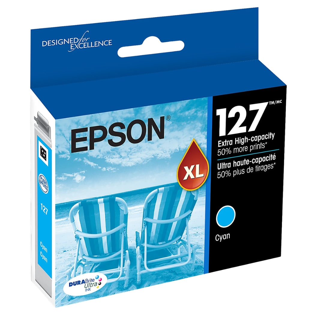 New, Pre-Owned - Epson 127 Extra High-Yield Cyan Ink Cartridge, T127220-S