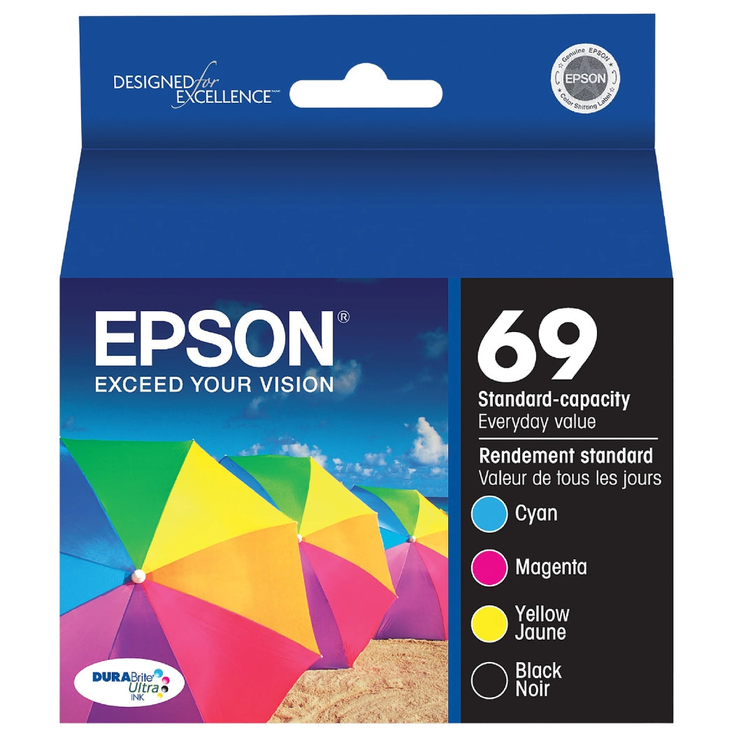 New, Pre-Owned - Epson 69 Black, Cyan, Magenta and Yellow Ink Cartridges