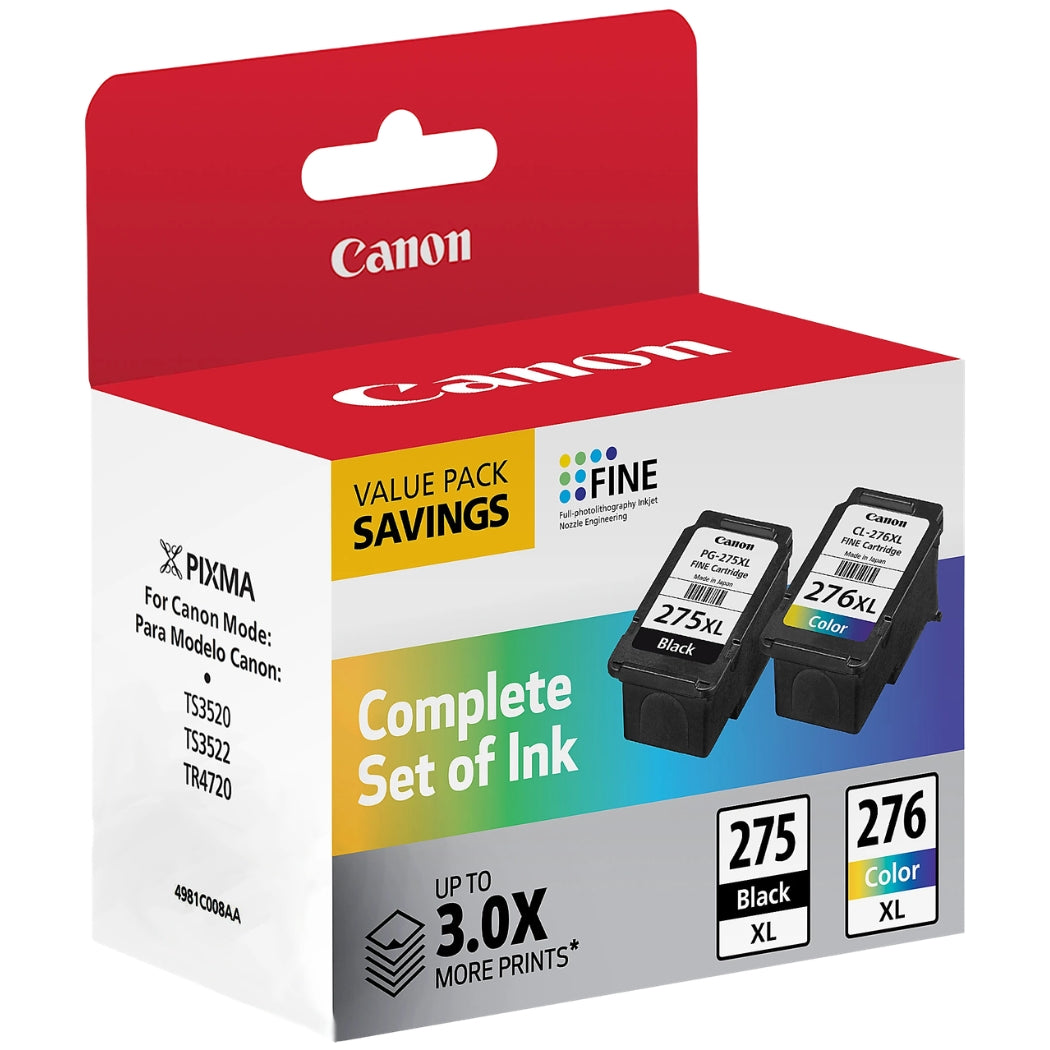 New, Pre-Owned - Canon PG-275XL/CL-276XL High Yield Black & Color Ink Cartridge, 4981C008