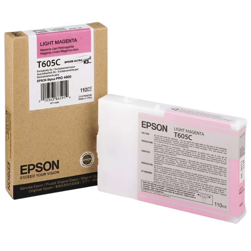 New, Pre-Owned - Epson T605C 110ml UltraChrome Light Magenta Ink Cartridge, T605C00