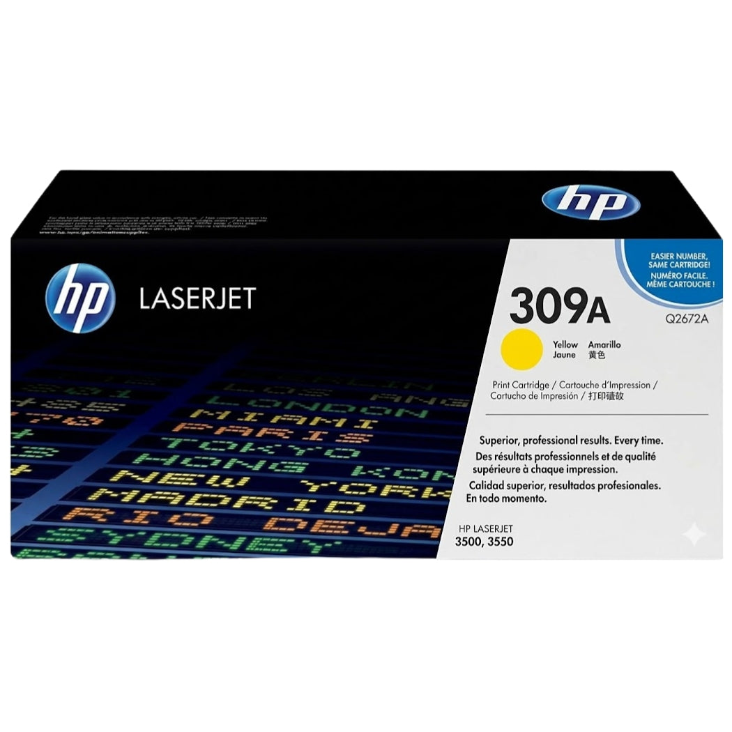 New, Pre-Owned - HP 309A Yellow Laser Toner Cartridge, Q2672A