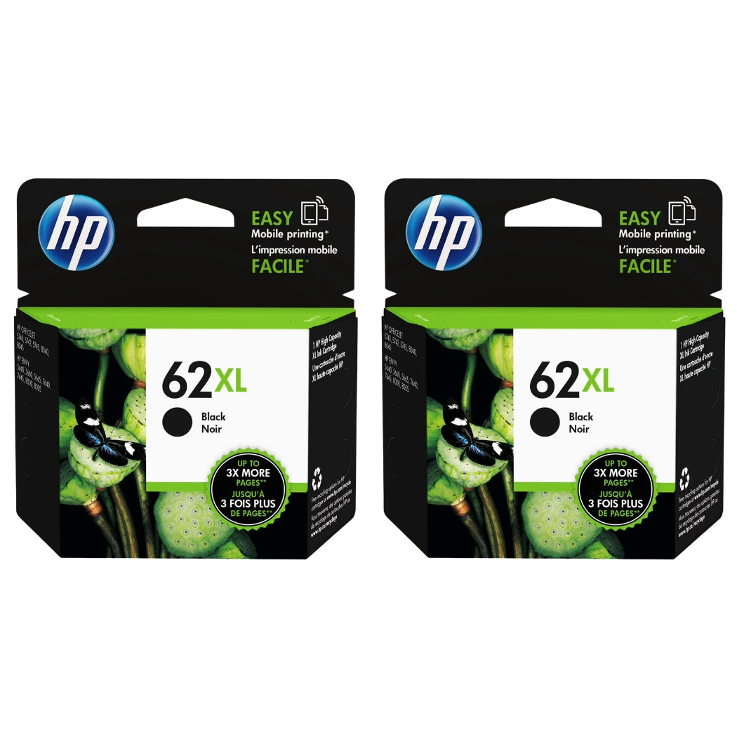 New, Pre-Owned - HP 62XL (C2P05AN) Black Ink Cartridge- 2 Pack