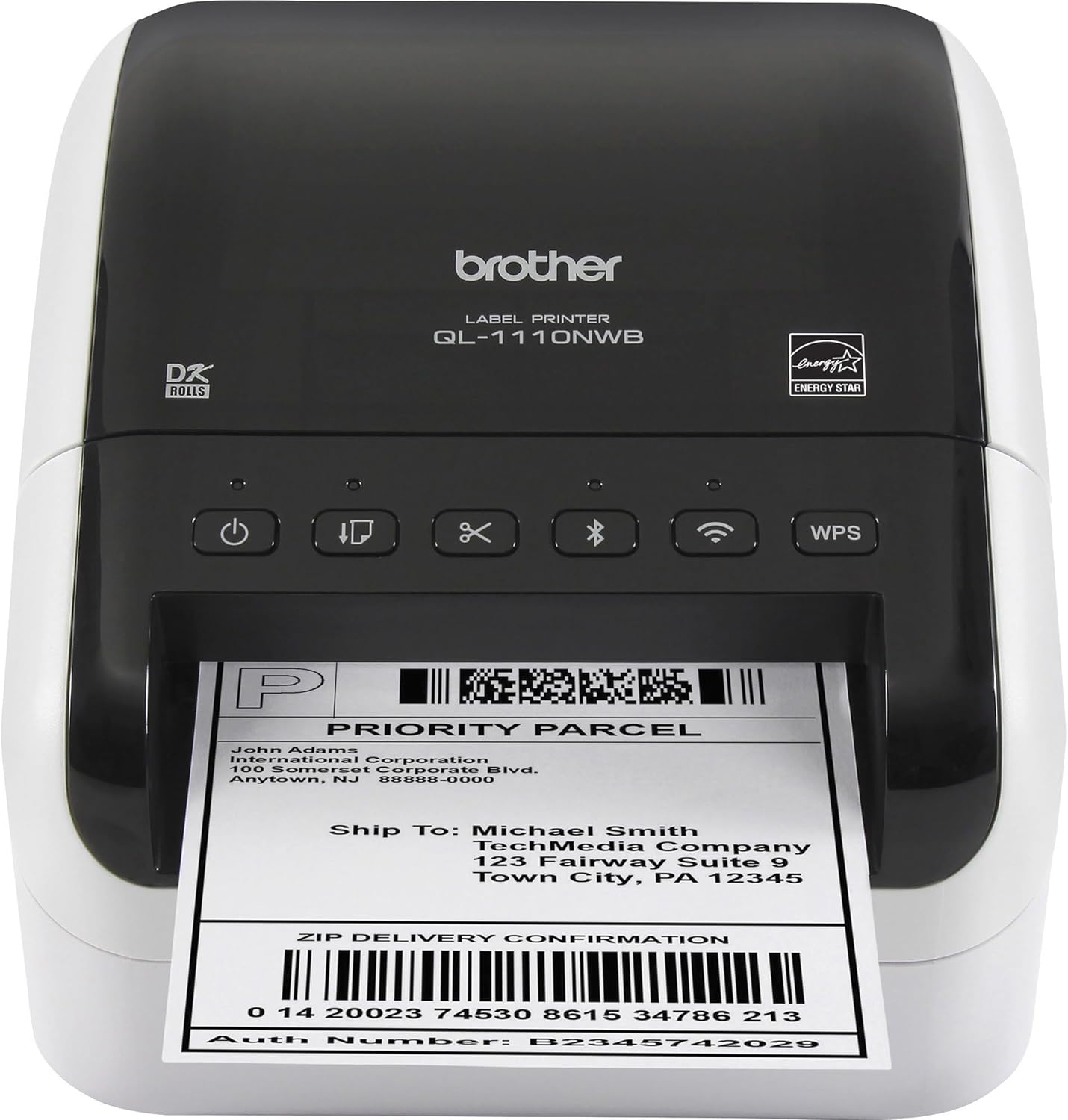New, Pre-owned, Original Brother QL-1110NWB Wide Format, Postage and Barcode Professional Thermal Monochrome Label Printer with Wireless Connectivity