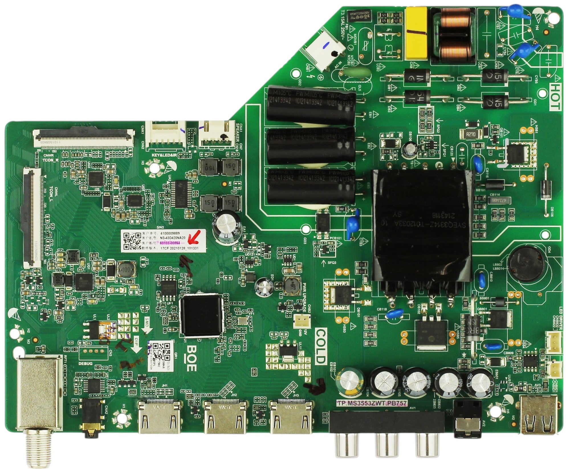 Insignia 60103-00864 Main Board/Power Supply NS-43D420NA20