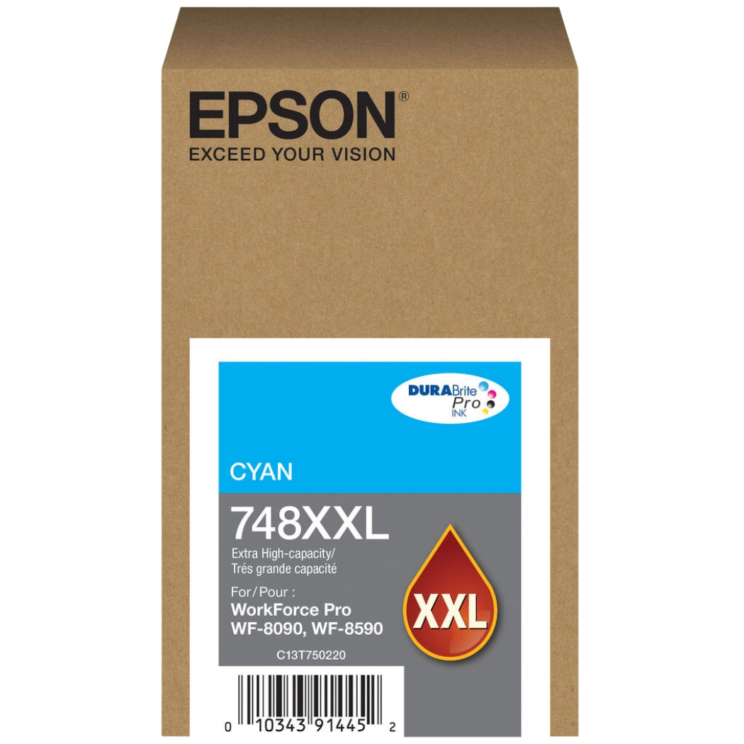 New, Pre-Owned - Epson 748XXL DURABrite Pro Extra High-Yield Cyan Ink Cartridge, T748XXL220