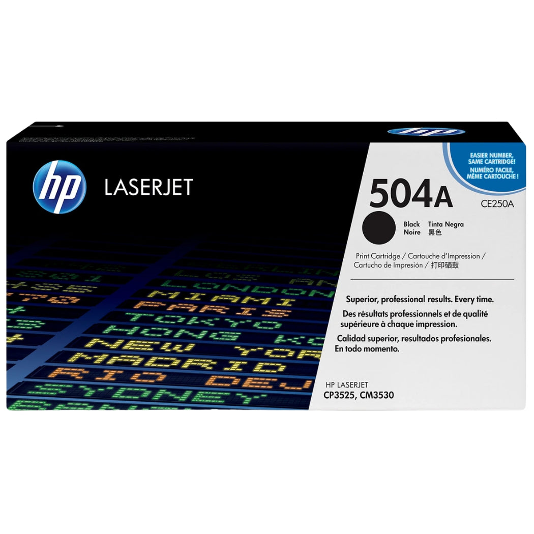 New, Pre-Owned - HP 504A Standard Yield Black LaserJet Toner Cartridge, CE250A