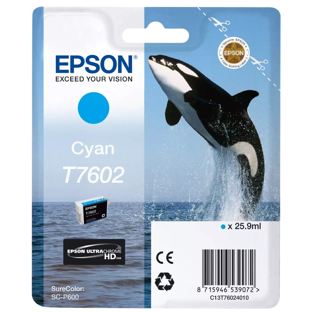 New, Pre-Owned - Epson Whale T7602 Cyan Ink Cartridge