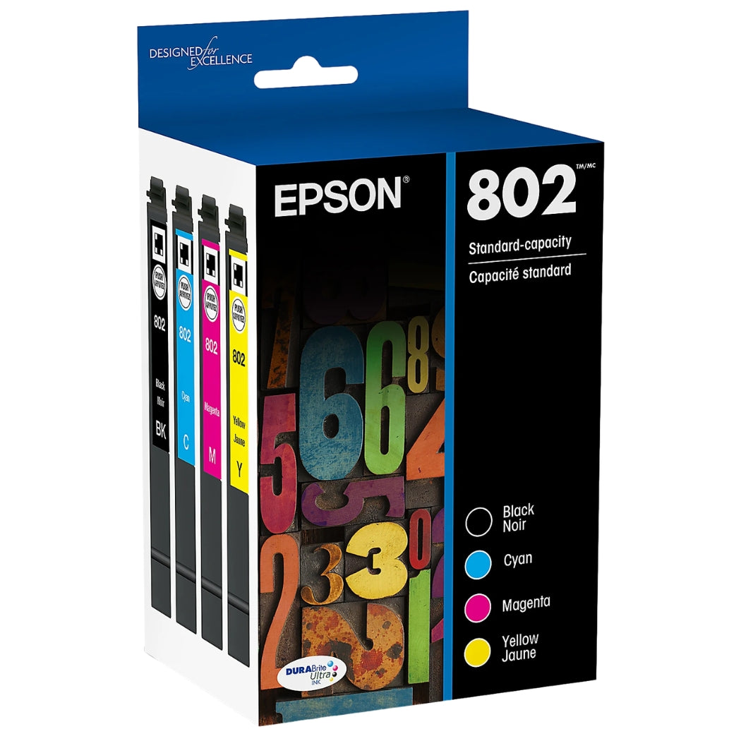 New, Pre-Owned - Epson T802 Standard Yield Multi-Color (4-Pack) Ink Cartridge, T802120-BCS