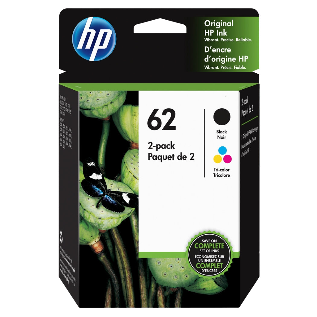 New, Pre-Owned - HP 62 Black & 62 Tri-Color Ink Cartridge- 2 Pack