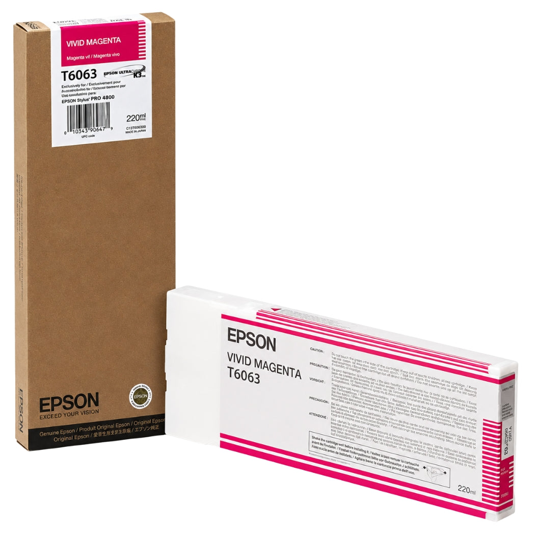 New, Pre-Owned - Epson (T6063) 220ml Vivid Magenta Ink Cartridge, T606300