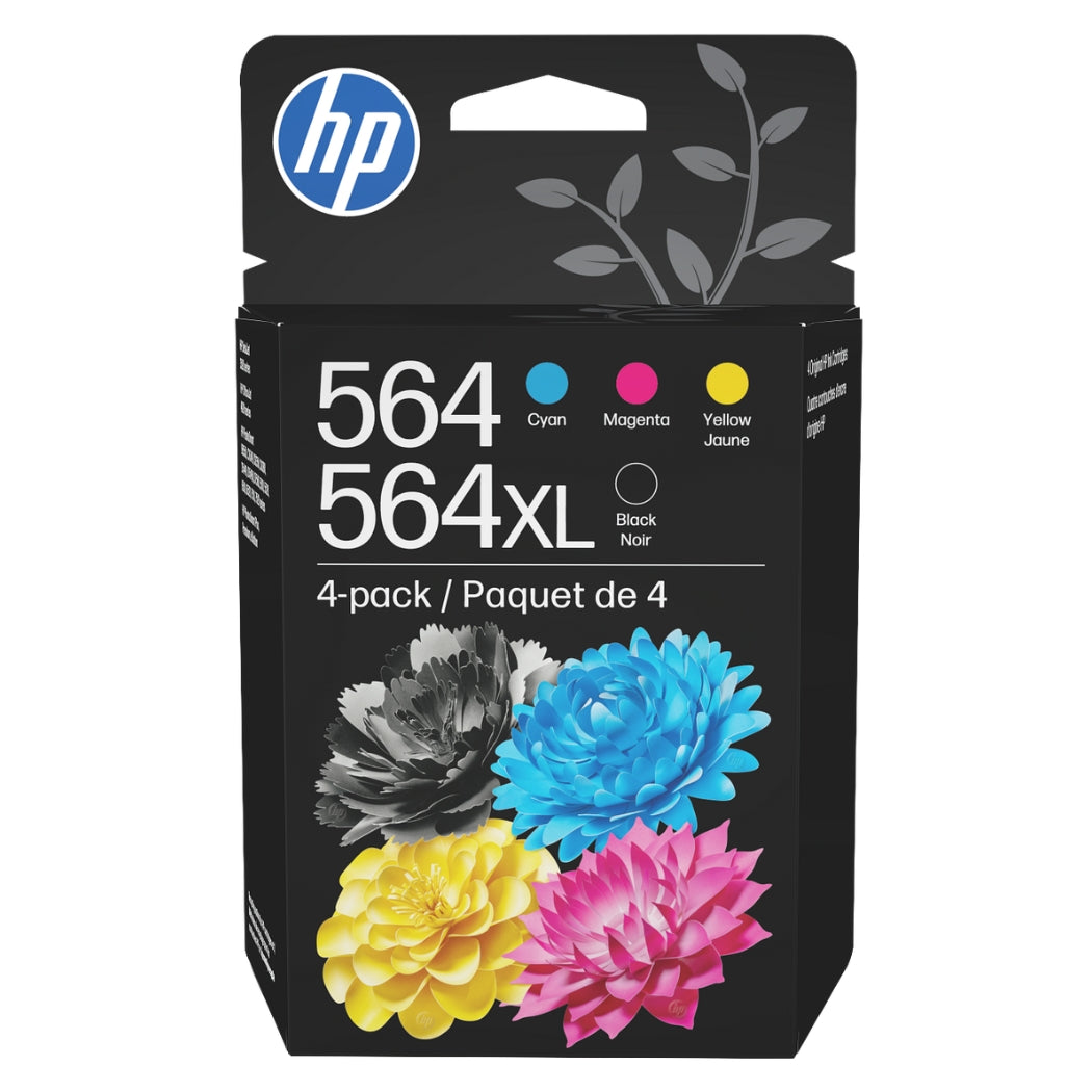 New, Pre-Owned - HP 564XL Black 564 Cyan, Magenta, Yellow ink cartridges-4 Pack