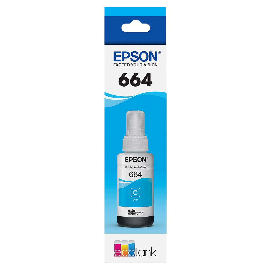New, Pre-Owned - Epson 664 Ultra High-Yield Cyan Ink Bottle, T664220-S