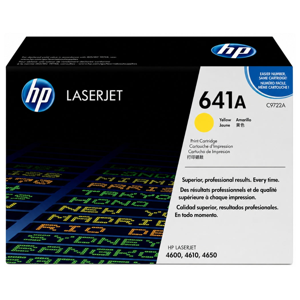 New, Pre-Owned - HP 641A High Yield Yellow LaserJet Toner Cartridge, C9722A
