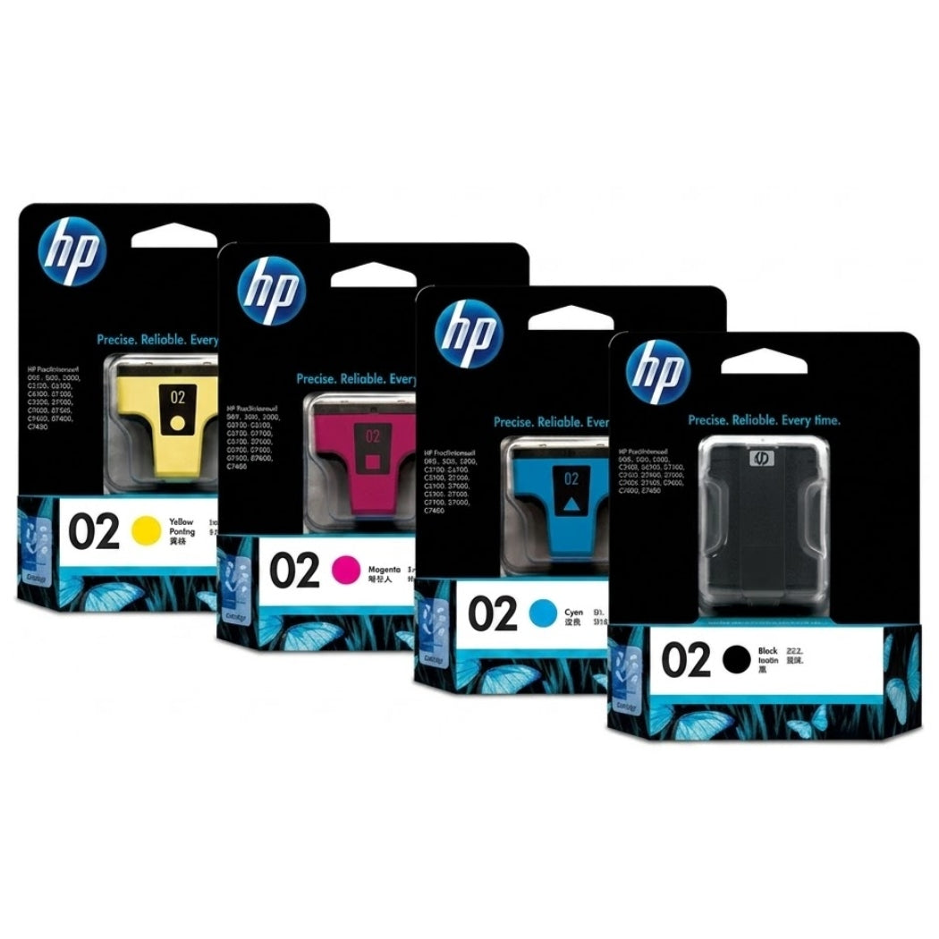 New, Pre-Owned - HP 02 Black and Color Ink Cartridges-4 Pack