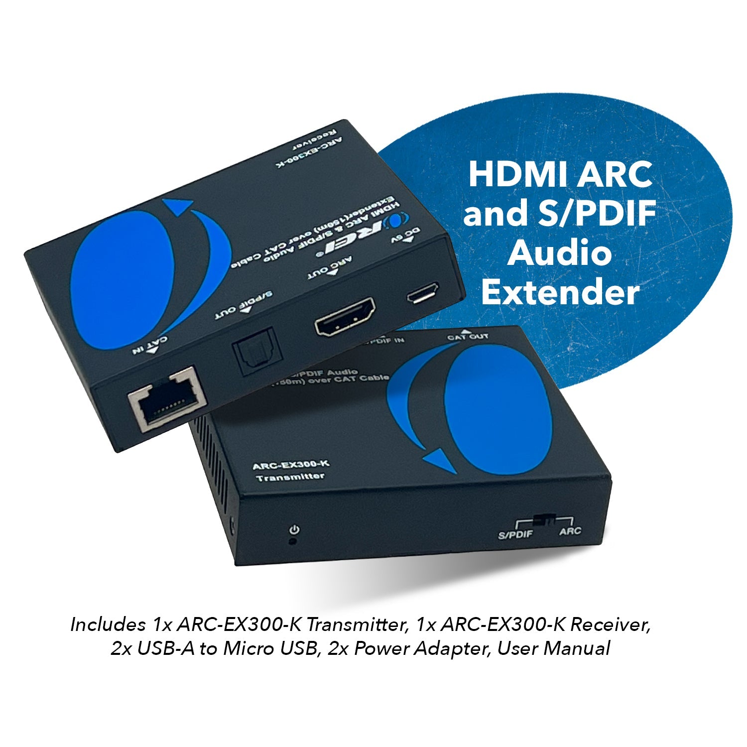 HDMI™ ARC & S/PDIF Audio Extender - 500ft (cat6)-ARC-EX300-K