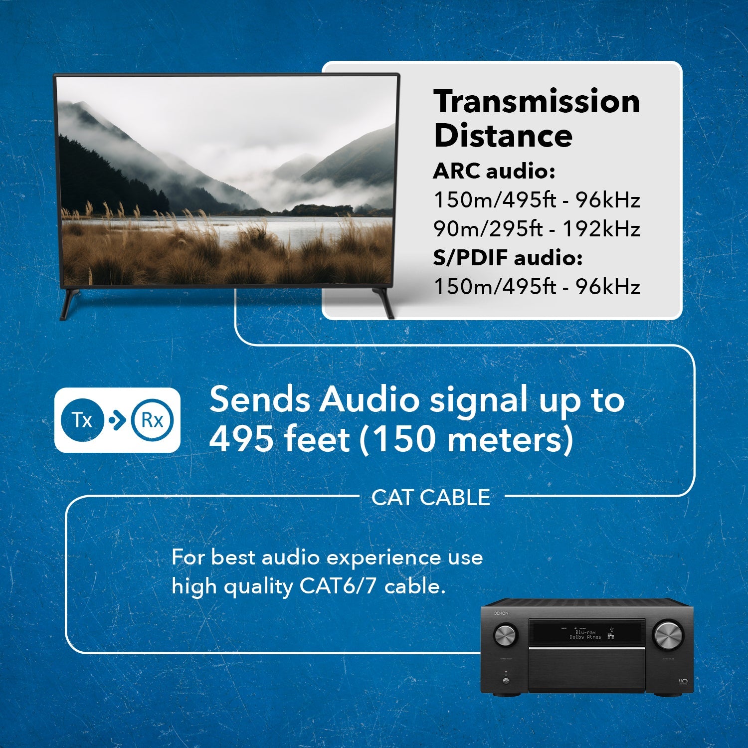 HDMI™ ARC & S/PDIF Audio Extender - 500ft (cat6)-ARC-EX300-K