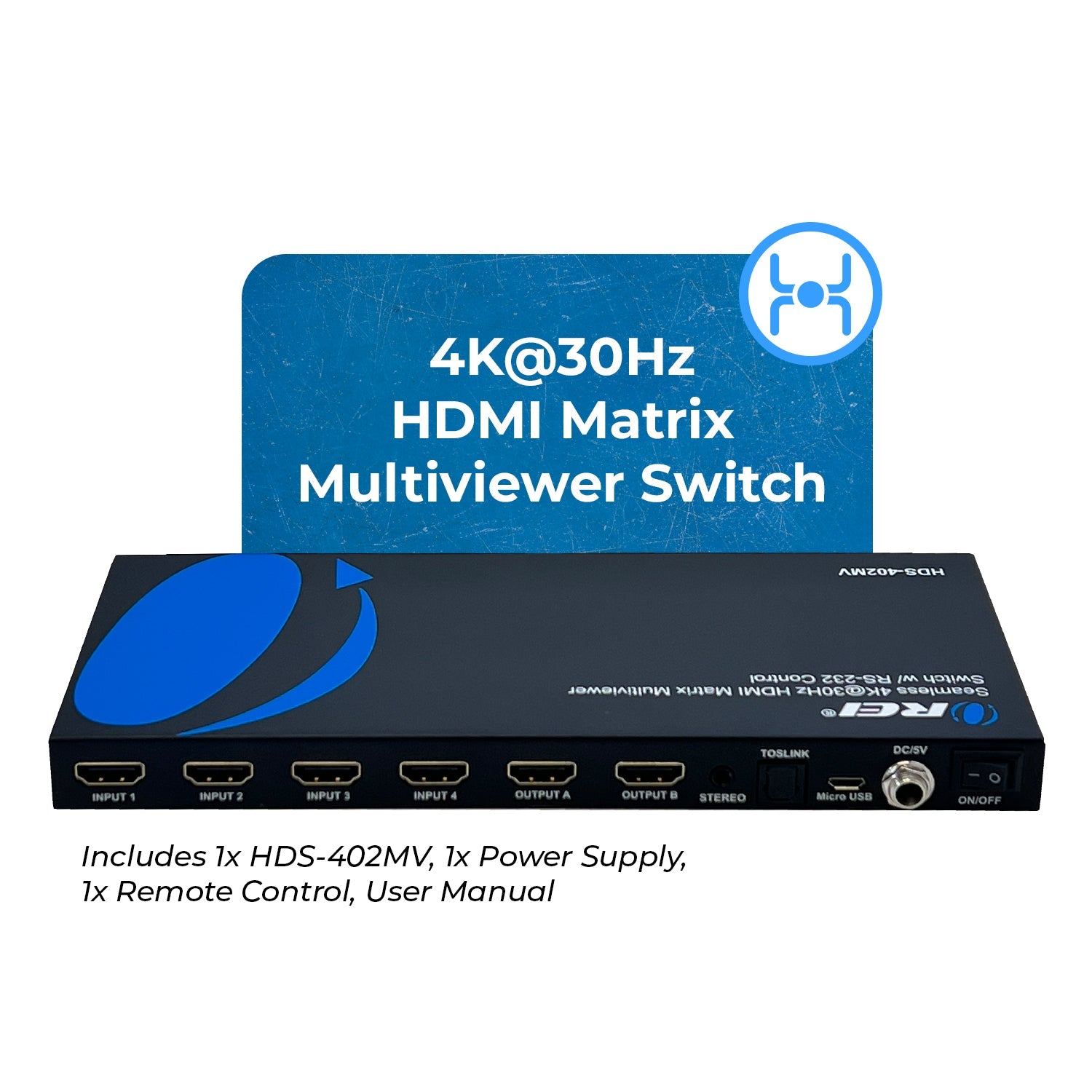 4K@30hz 4x2 HDMI™ Matrix (Seamless, Audio Extract, MultiView)-HDS-402MV