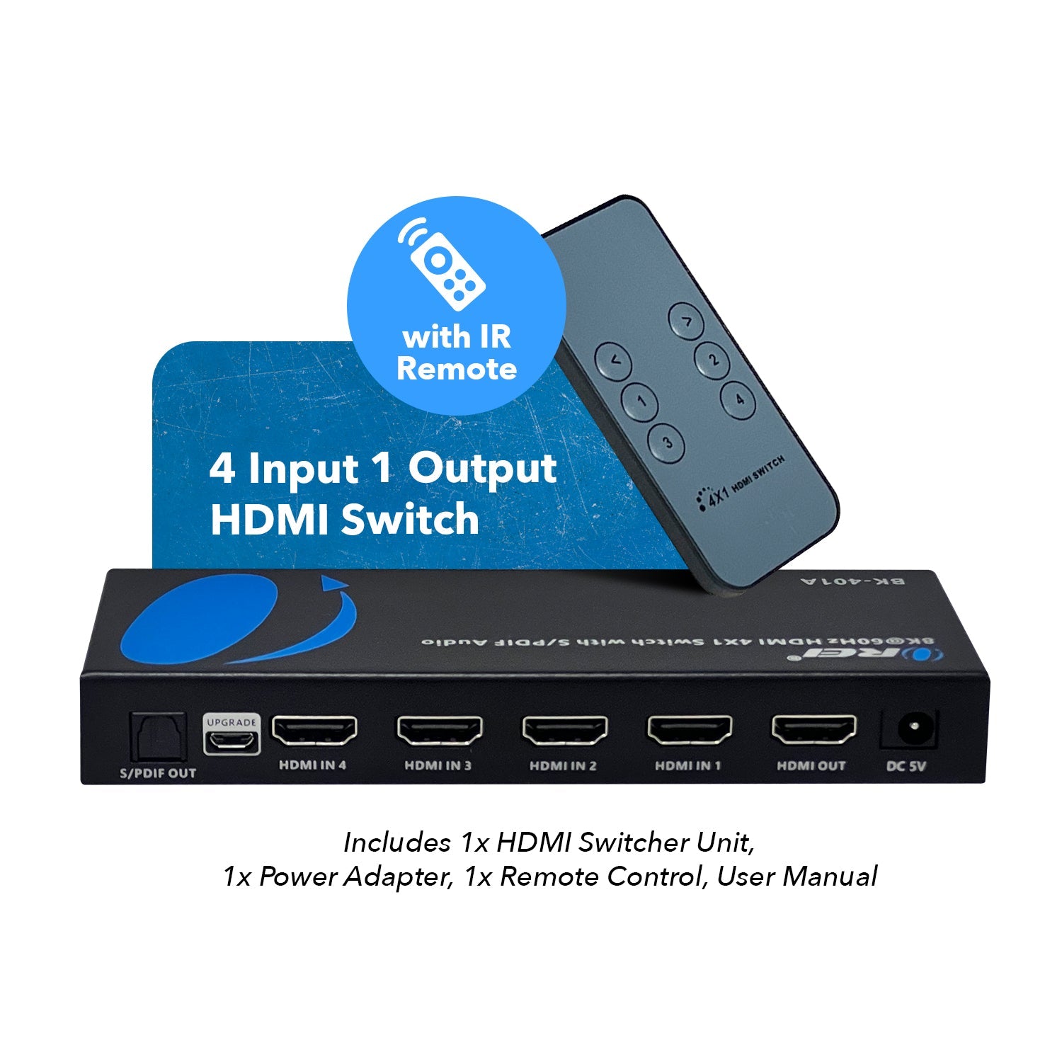 8K 4-port HDMI™ Switch (Audio Extract)-BK-401A