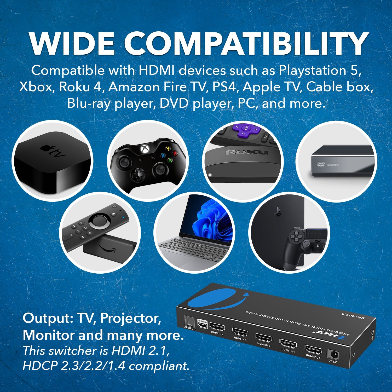 8K 4-port HDMI™ Switch (Audio Extract)-BK-401A