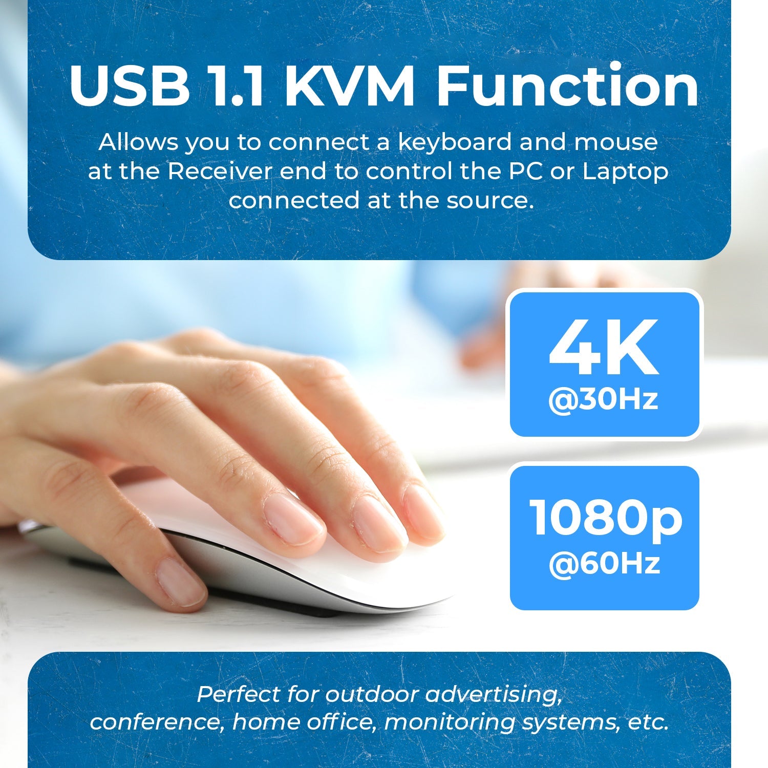 4K@30Hz HDMI™ Extender (KVM) - 130ft (cat6)-EX-230PRO-KVM