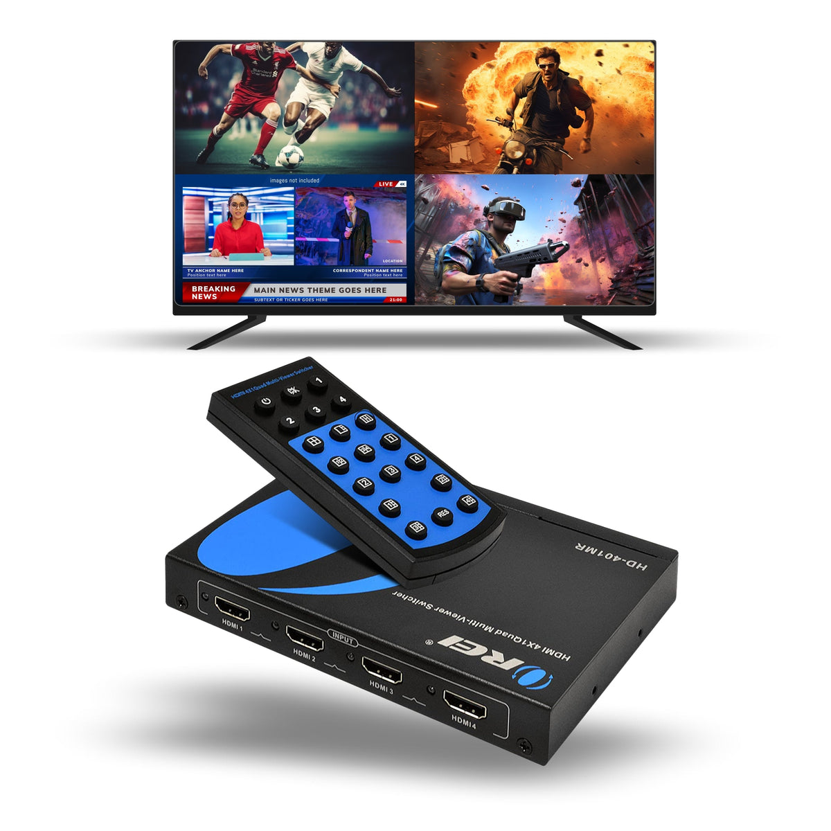 1080p 4-port HDMI™ Seamless Switch w/ Multi Viewer (Audio Extract)-HD-401MR