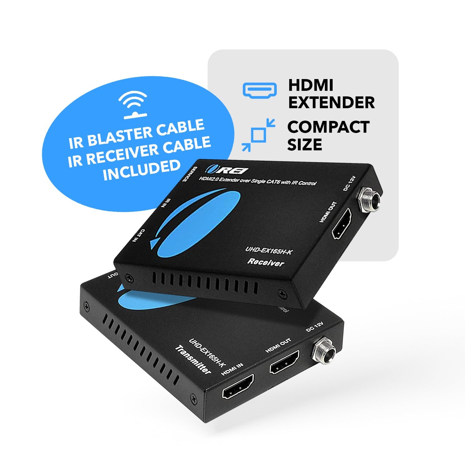 4K@60hz HDMI™ Extender (Loop, IR) - 165ft (cat6) (UHD-EX165H-K)