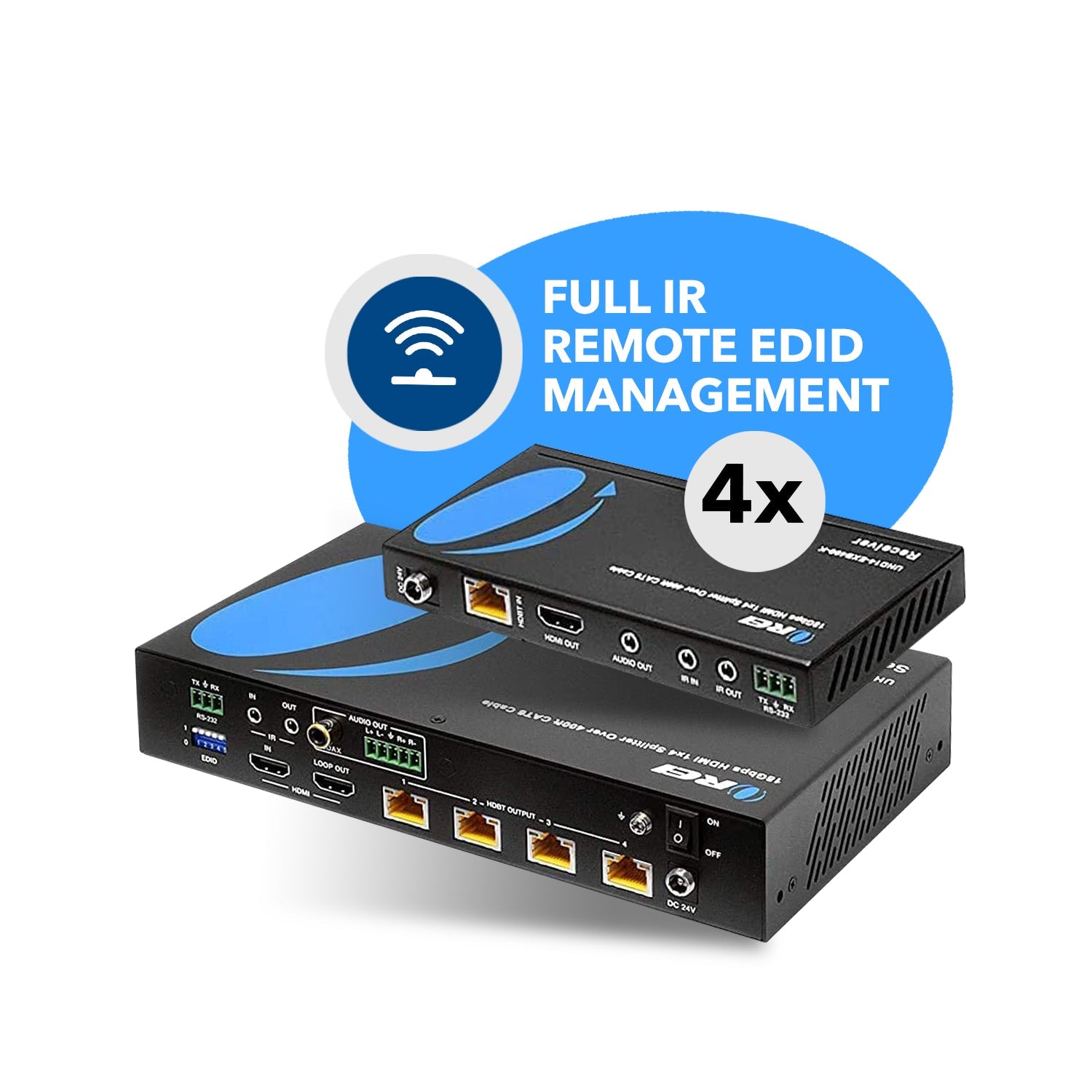 4K HDBaseT 1x4 HDMI™ Extender Splitter (Loop) - 400ft (cat6) - UHD14-EXB400-K