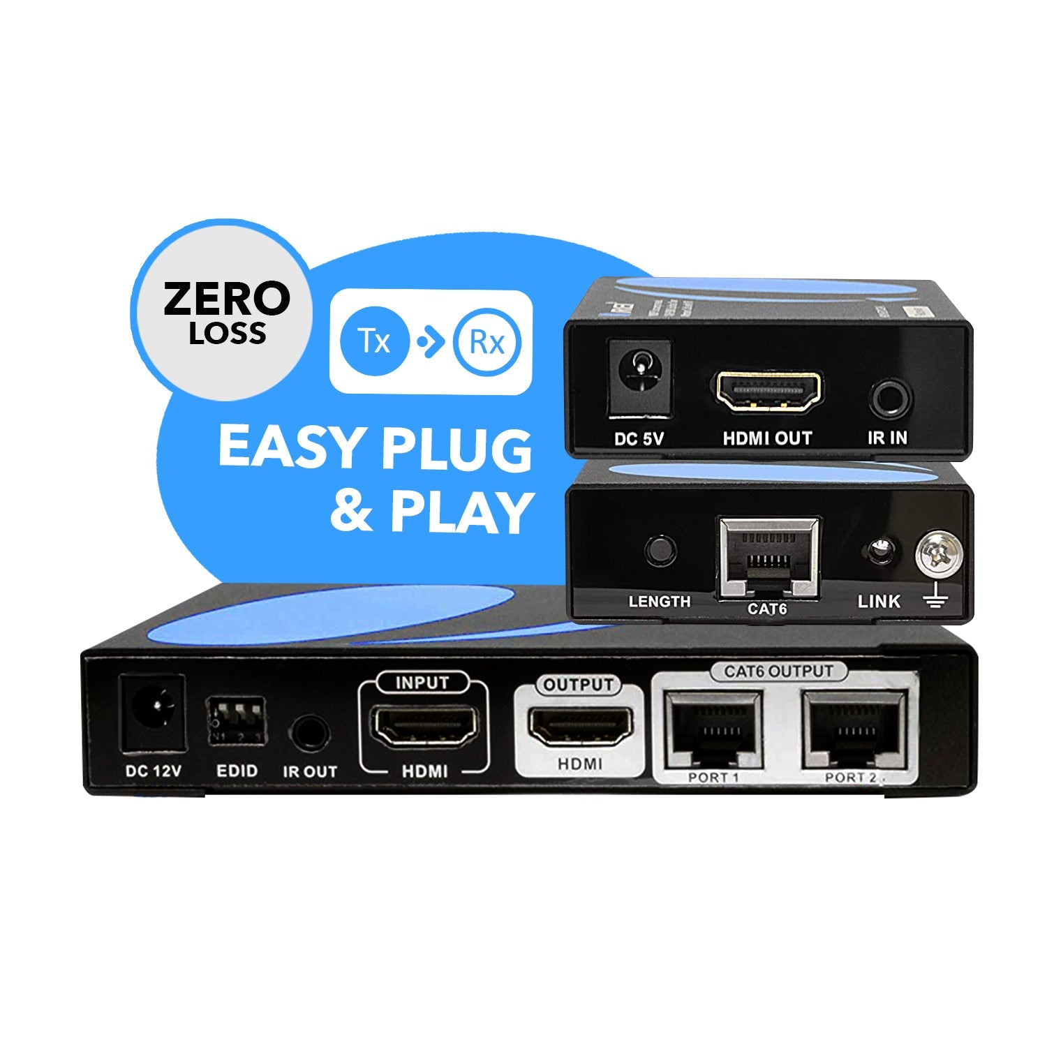 1080p 1x2 HDMI™ Extender Splitter (Loop) - 230ft (cat6)-HD12-EX132-K