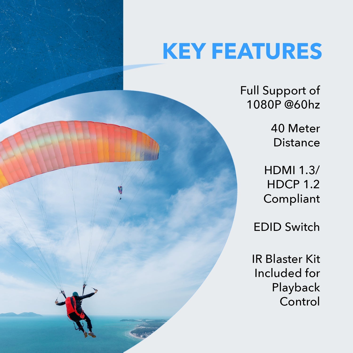 1080p 1x2 HDMI™ Extender Splitter (Loop) - 230ft (cat6)-HD12-EX132-K