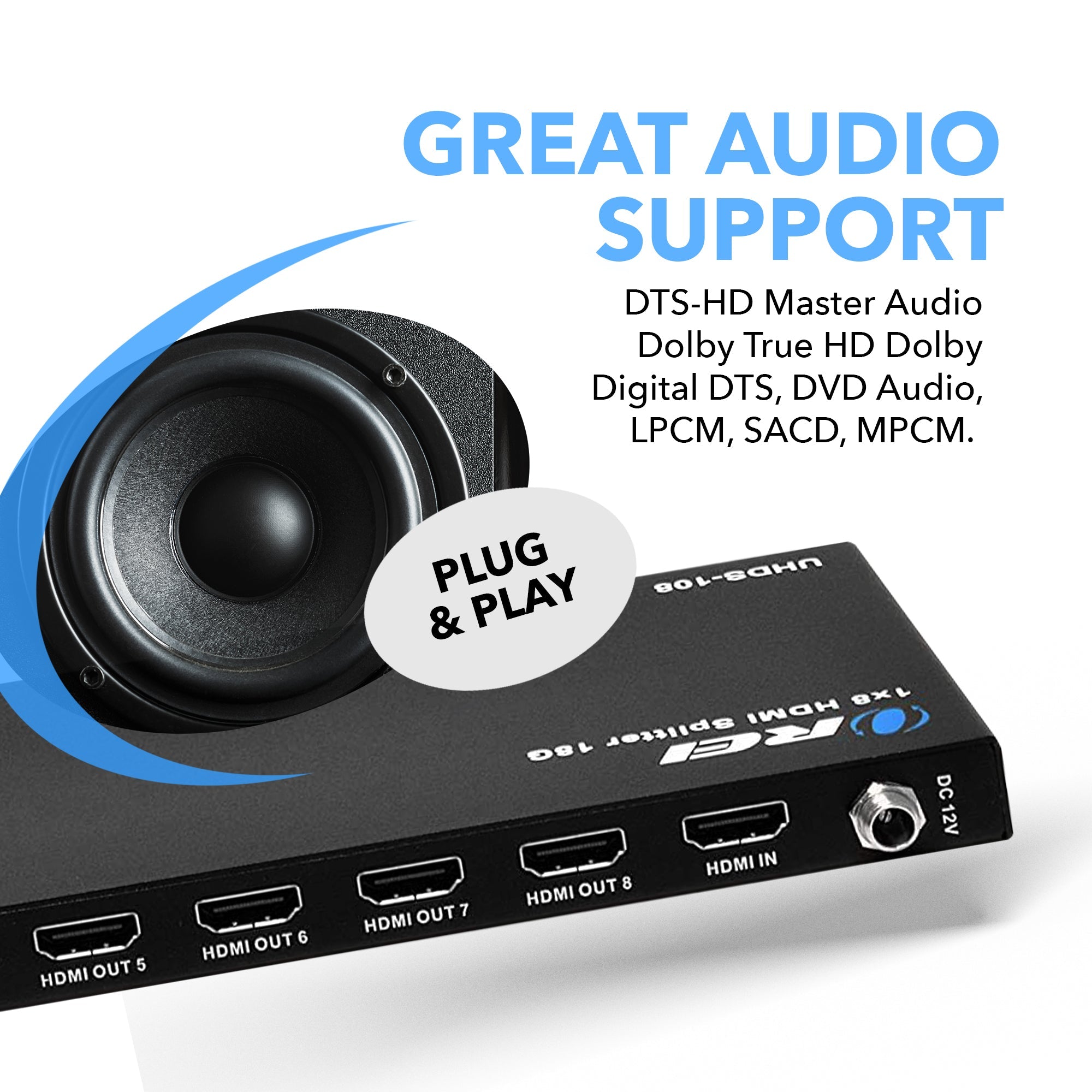 4K@60Hz 1x8 HDMI™ Splitter-UHDS-108