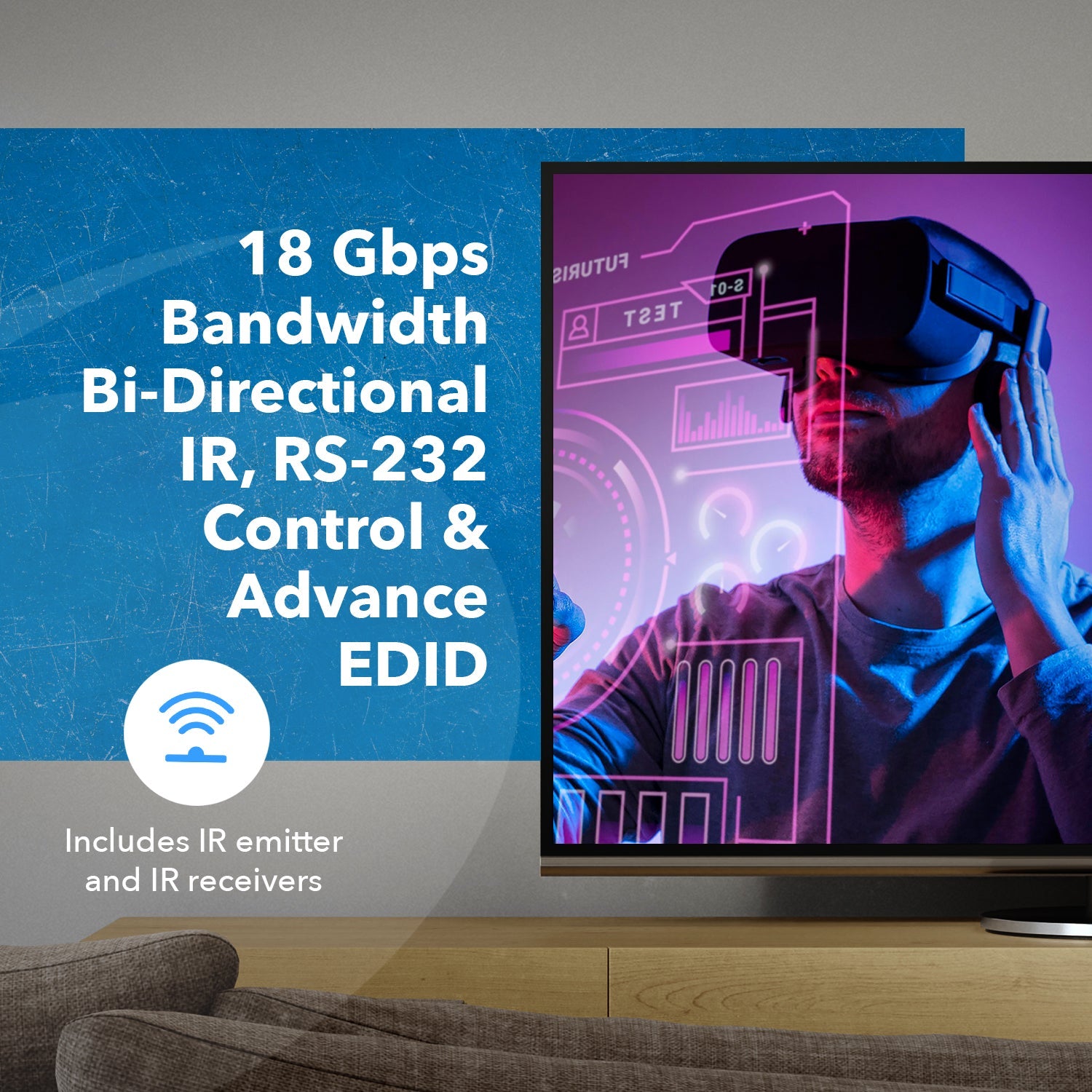 4K@60hz 1x8 HDMI™ Extender Splitter (Loop) - 230ft (cat6)-UHD18-IPC230-K