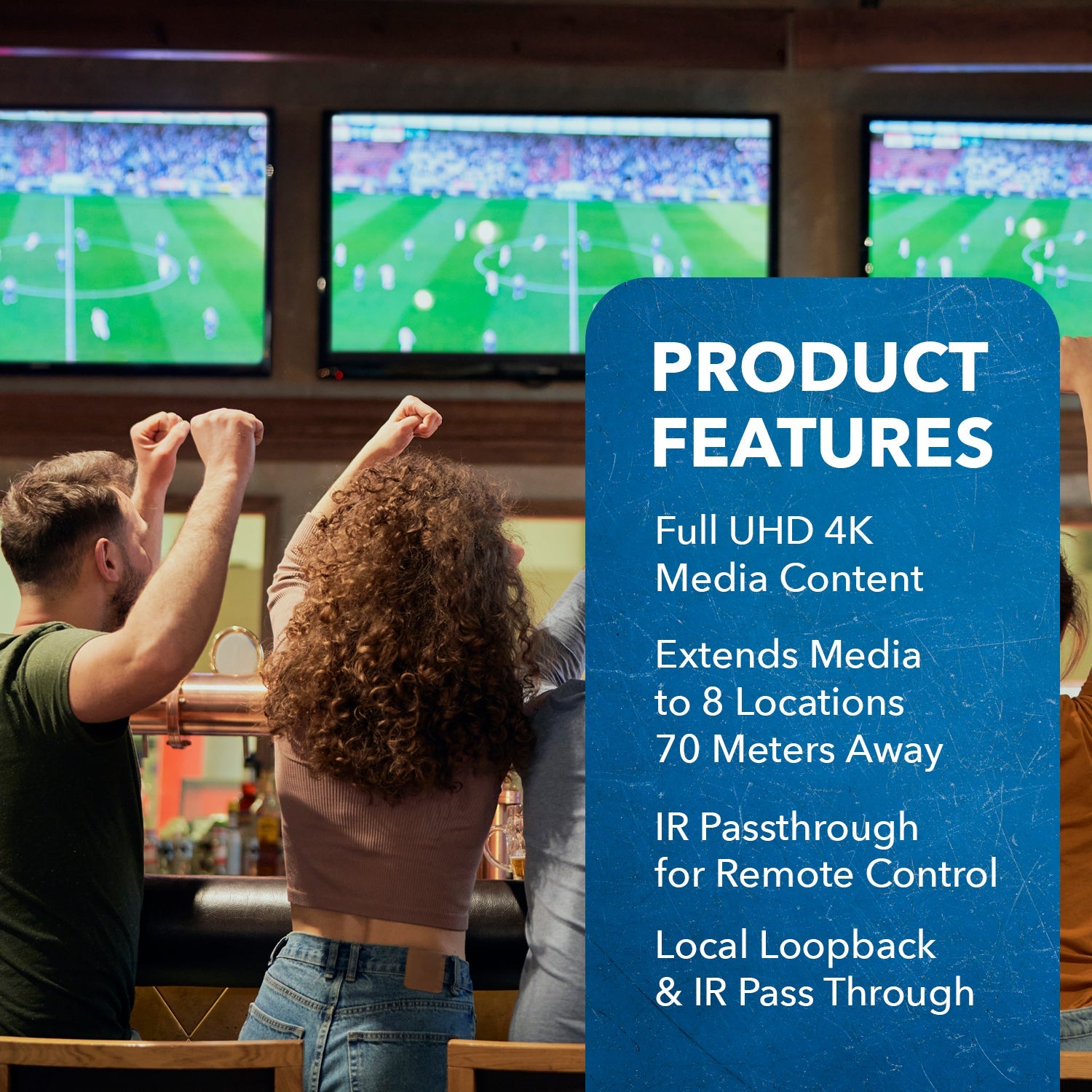 4K@60hz 1x8 HDMI™ Extender Splitter (Loop) - 230ft (cat6)-UHD18-IPC230-K