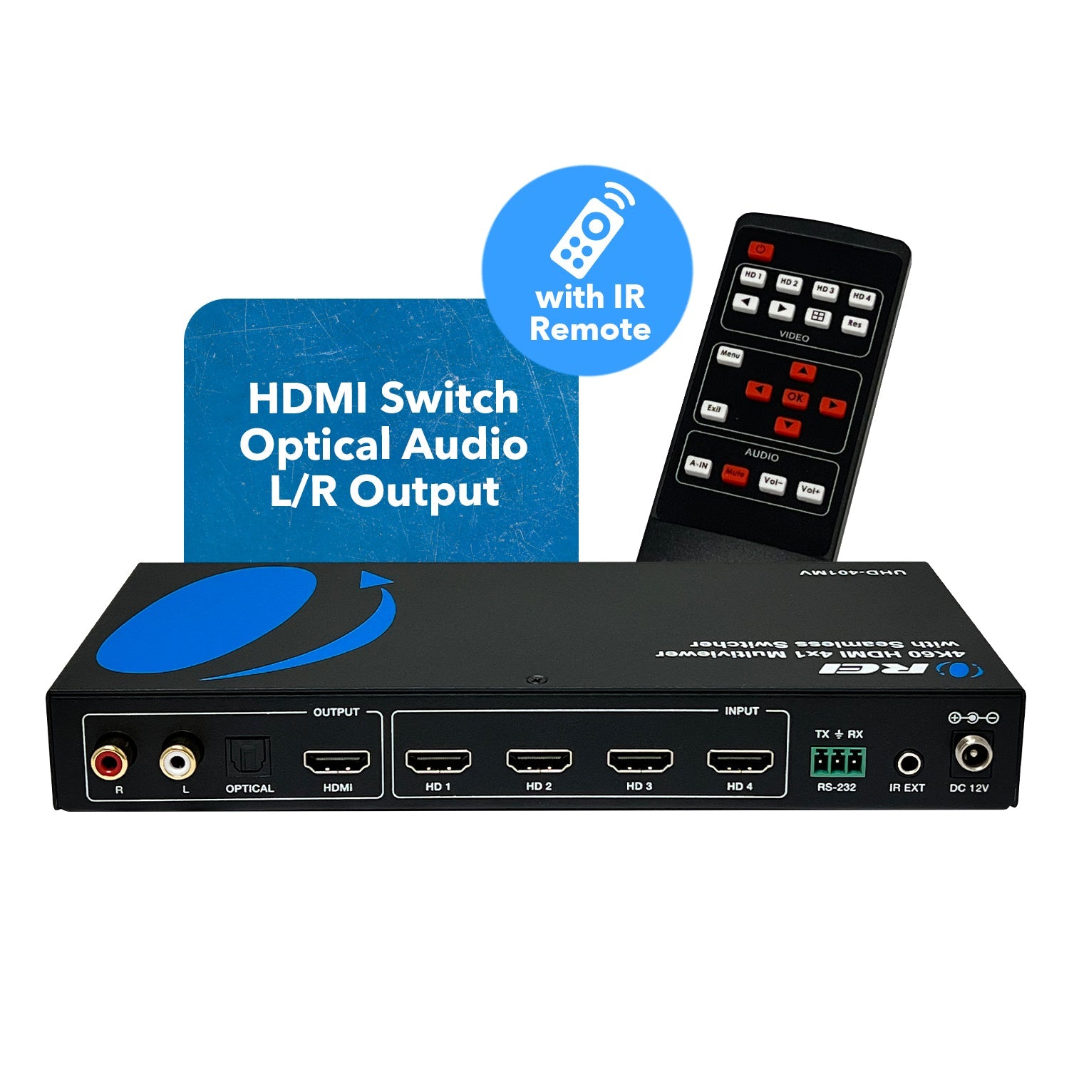 4K@60hz 4-port HDMI™ Seamless Switch w/ Multi Viewer (Audio Extract)-UHD-401MV