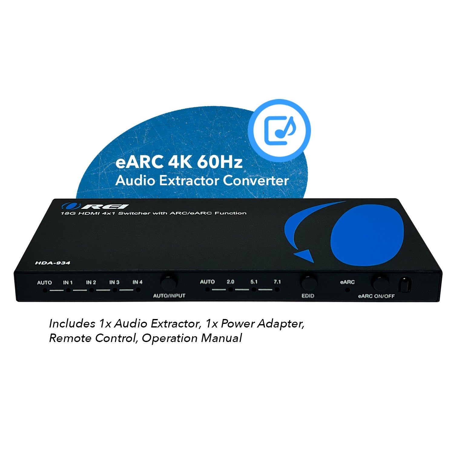 4K@60hz 4-port HDMI™ Switch (w/ eARC Output)-HDA-934