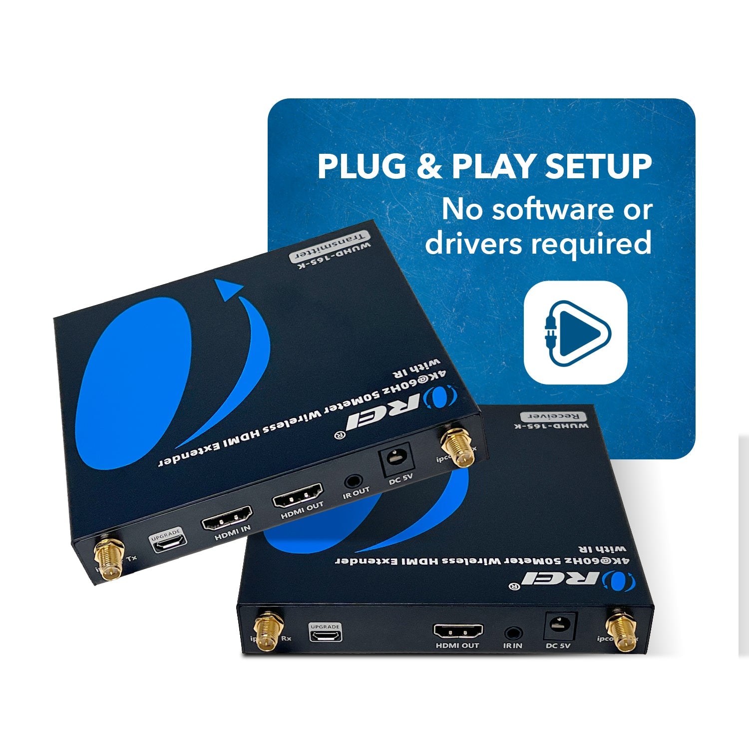 4K@60hz Wireless HDMI™ Extender (Loop, IR) - 165ft (WUHD-165-K)