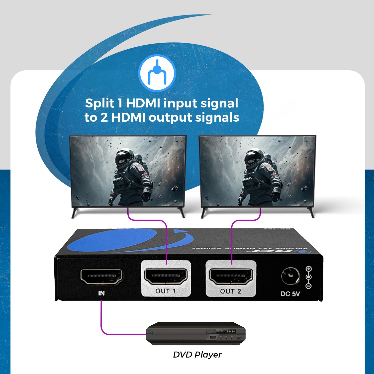 8K 1x2 HDMI™ Splitter (Downscaler)-BK-102