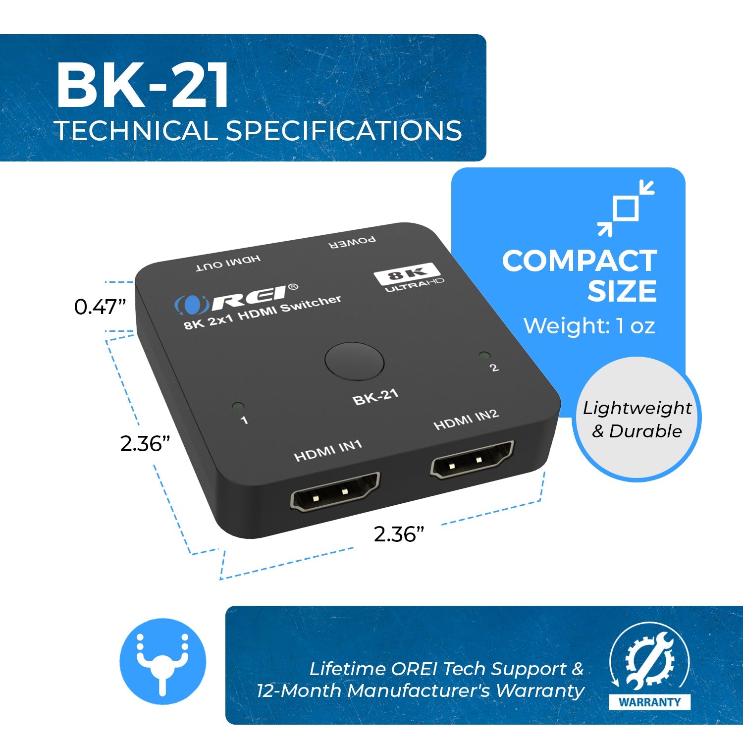 8K 2-port HDMI™ Switch-BK-21