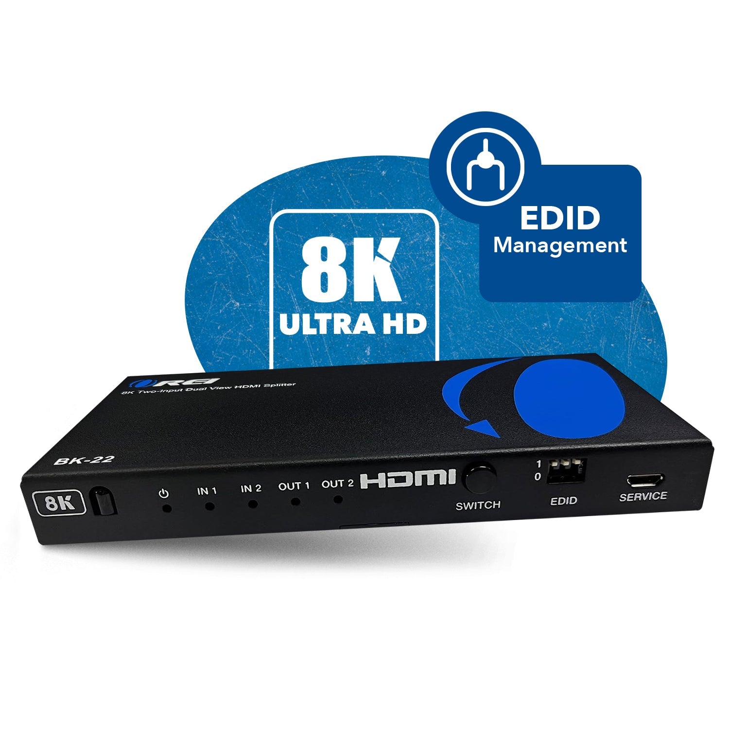 8K Dual Input 2-port HDMI™ Splitter-BK-22